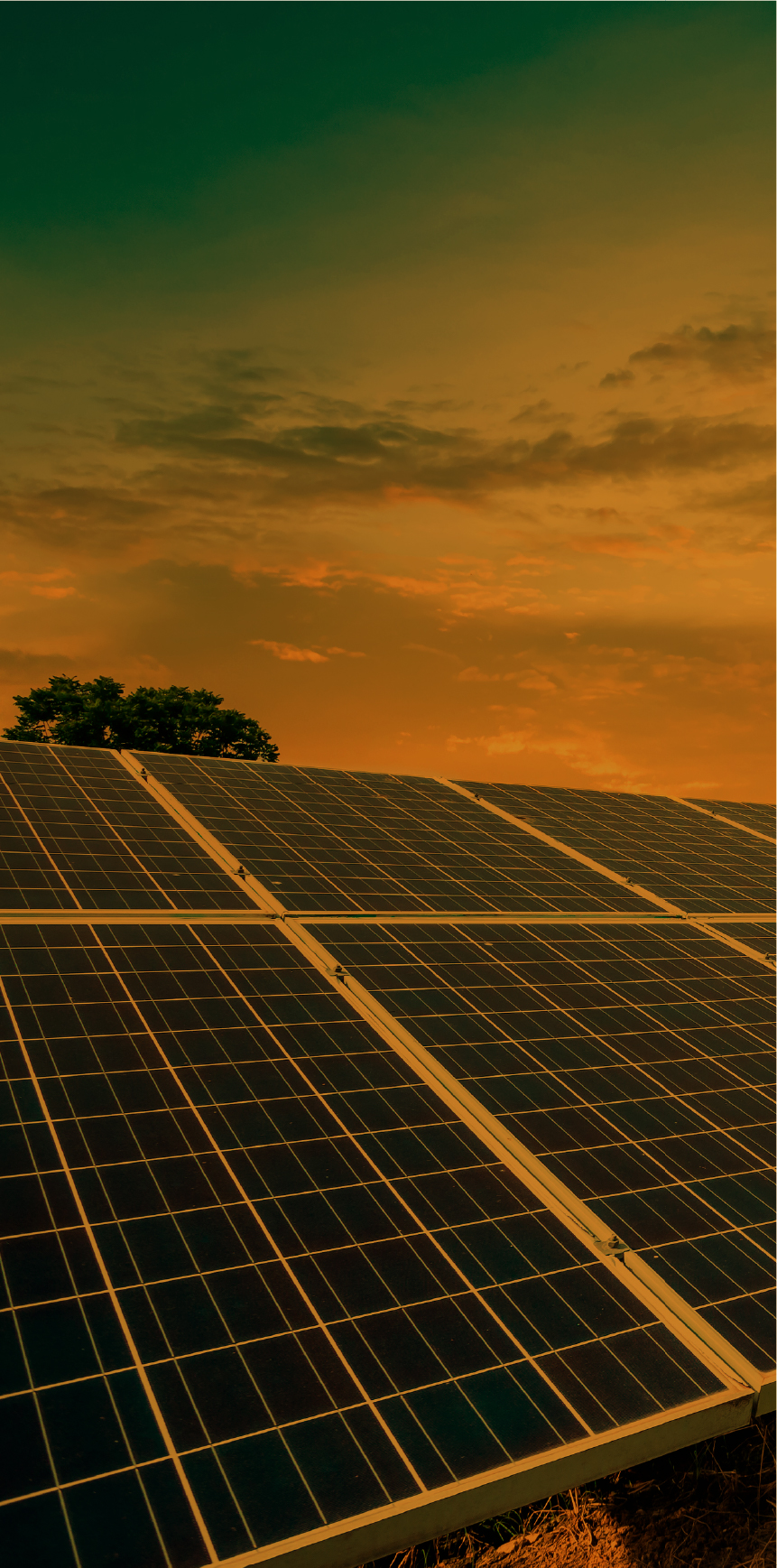 Solar panels in a field with Orange color overlay