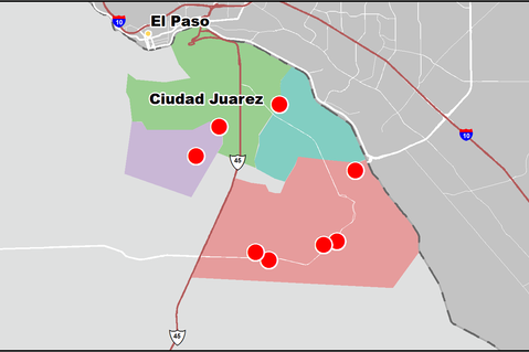 This is a map of Juarez, Mexico This is a map of Juarez, Mexico